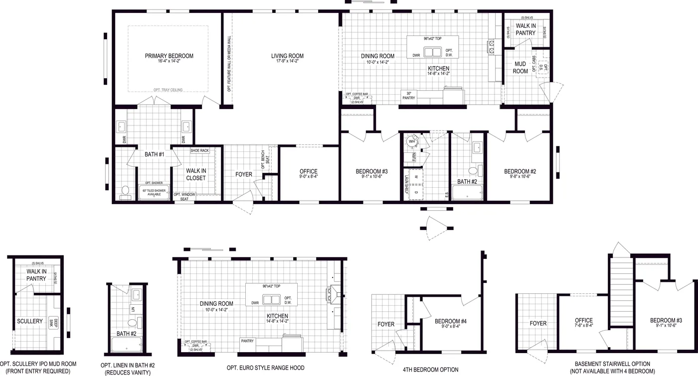 The MCCANN BLVD 6830-MS070 SECT Floor Plan. This Manufactured Mobile Home features 3 bedrooms and 2 baths.