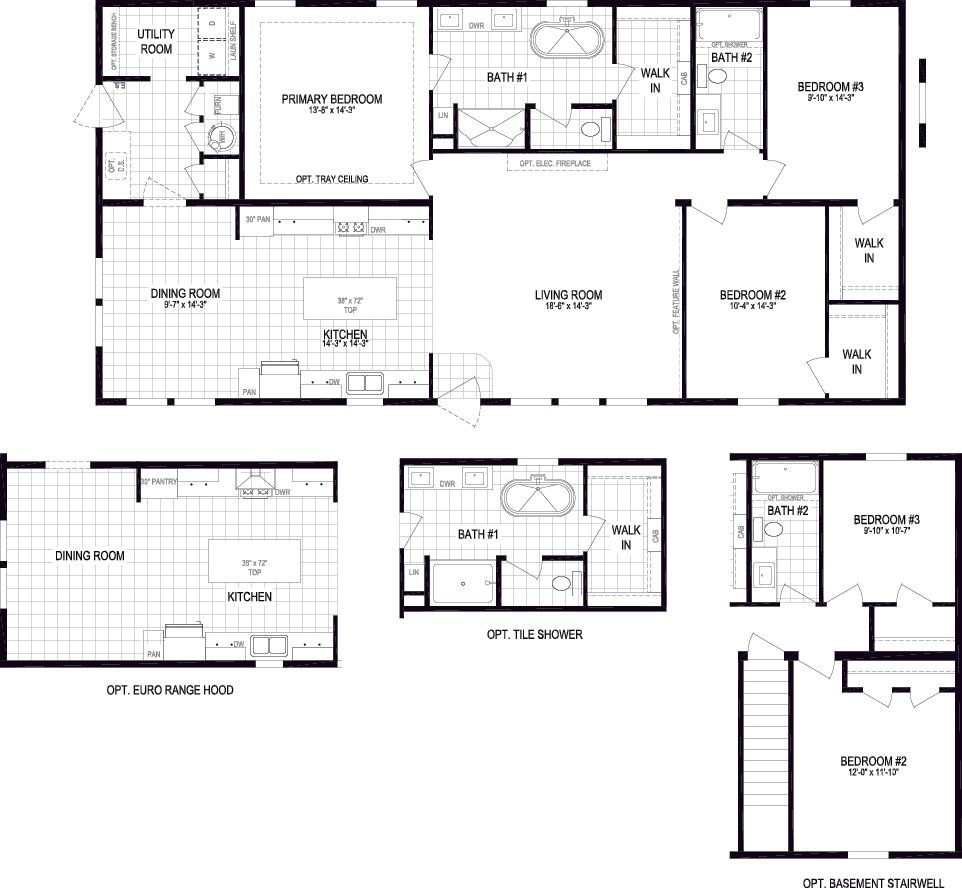 The PIONEER ST 6030-MS064 SECT Floor Plan. This Manufactured Mobile Home features 3 bedrooms and 2 baths.