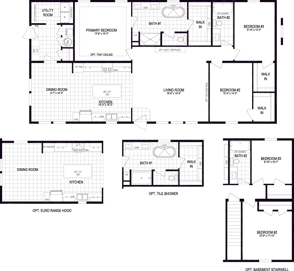 The PIONEER ST 6030-MS064 SECT Floor Plan. This Manufactured Mobile Home features 3 bedrooms and 2 baths.