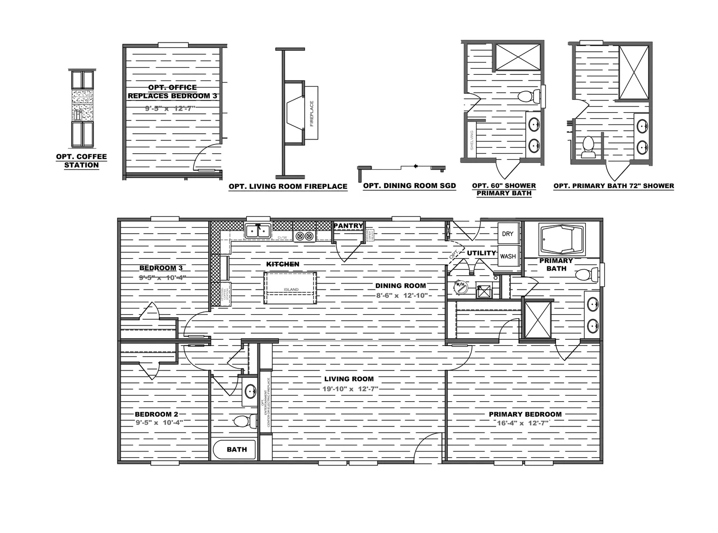 The THE MOUNTAINEER 52 Floor Plan. This Manufactured Mobile Home features 3 bedrooms and 2 baths.