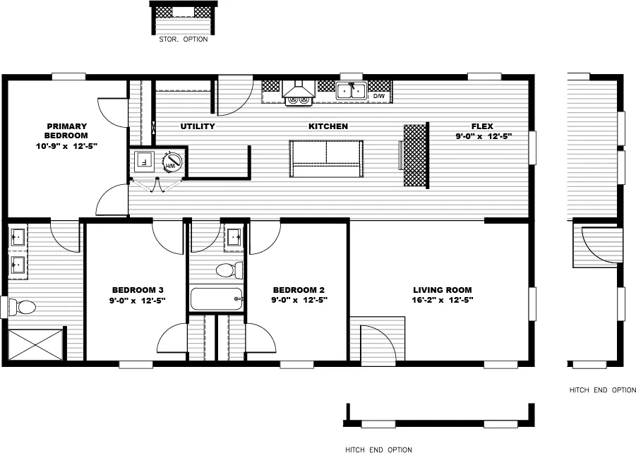 The UNDER PRESSURE Floor Plan. This Manufactured Mobile Home features 3 bedrooms and 2 baths.