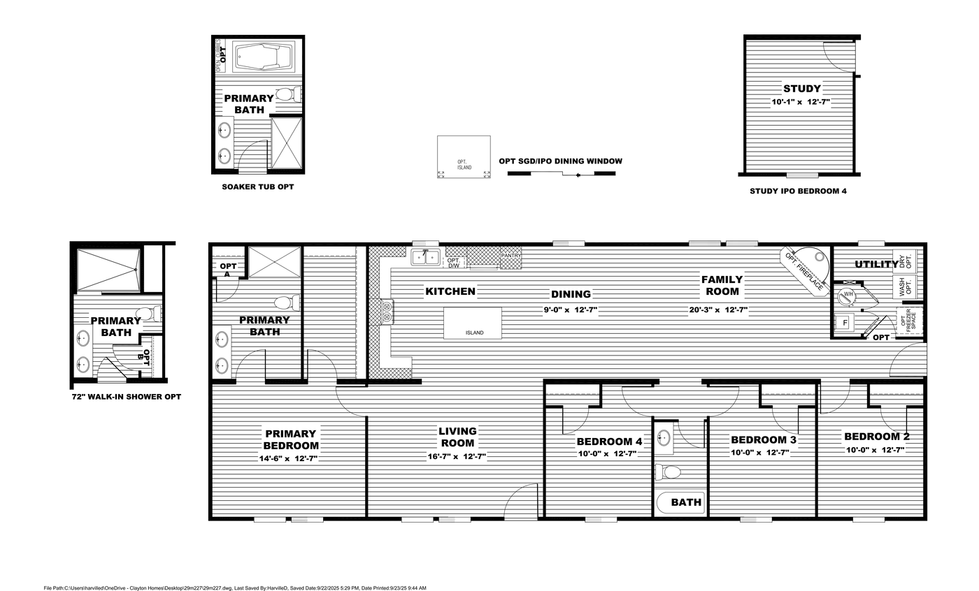 The ULTRA FLEX Floor Plan. This Manufactured Mobile Home features 4 bedrooms and 2 baths.