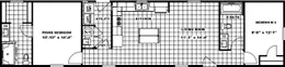 The MUSTANG Floor Plan. This Manufactured Mobile Home features 2 bedrooms and 2 baths.