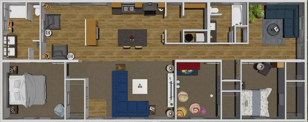 The 2003 "ROCKET MAN" 6628 Floor Plan. This Manufactured Mobile Home features 3 bedrooms and 2 baths.