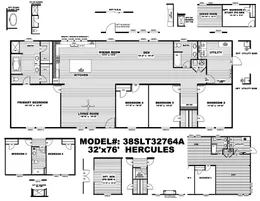 The HERCULES Floor Plan. This Manufactured Mobile Home features 4 bedrooms and 2 baths.