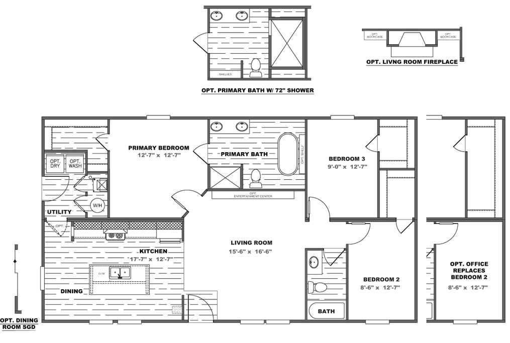 The THE FUSION C Floor Plan. This Manufactured Mobile Home features 3 bedrooms and 2 baths.