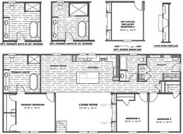 The THE RESERVE 60 Floor Plan. This Manufactured Mobile Home features 3 bedrooms and 2 baths.