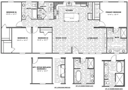 The ISLAND BREEZE 64 Floor Plan. This Manufactured Mobile Home features 4 bedrooms and 2 baths.