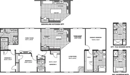 The BROOKLINE FLEX 32 WIDE Floor Plan. This Manufactured Mobile Home features 4 bedrooms and 3 baths.