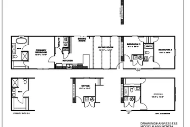 The THE ANNIVERSARY 76 Floor Plan. This Manufactured Mobile Home features 3 bedrooms and 2 baths.