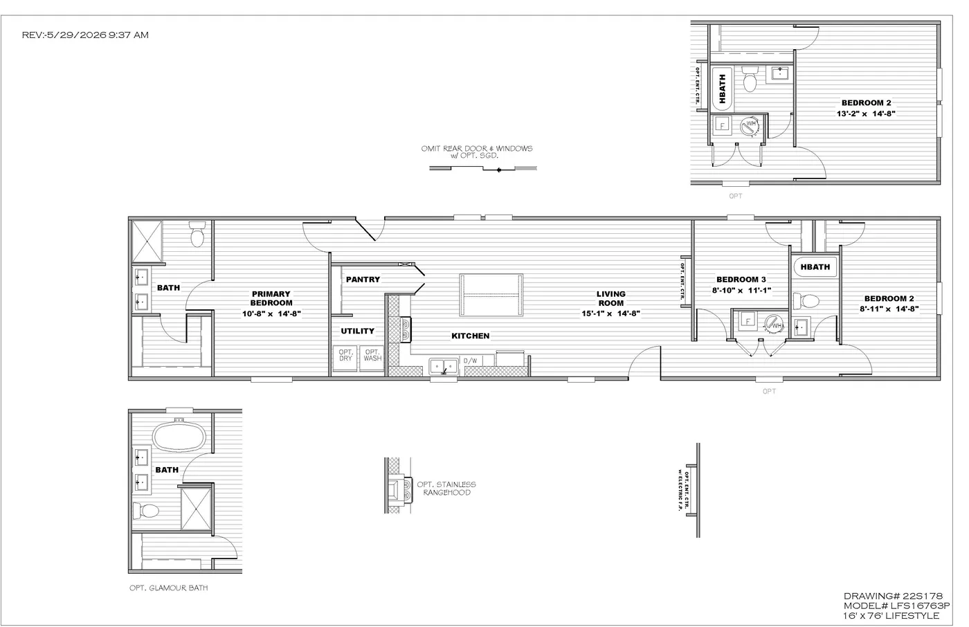 The THE PANTRY HOUSE Floor Plan. This Manufactured Mobile Home features 3 bedrooms and 2 baths.