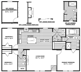 The TRADITION 48 Floor Plan. This Manufactured Mobile Home features 3 bedrooms and 2 baths.