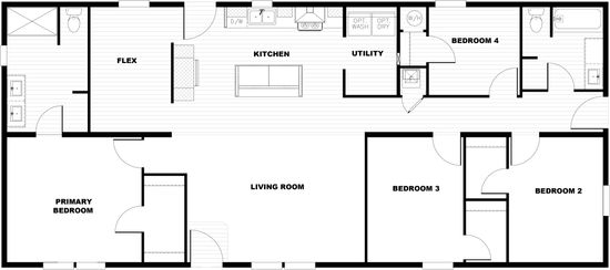 The LOVELY DAY Floor Plan. This Manufactured Mobile Home features 4 bedrooms and 2 baths.