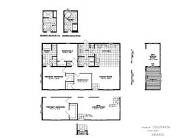 The THE HOGAN 28 Floor Plan. This Manufactured Mobile Home features 3 bedrooms and 2 baths.