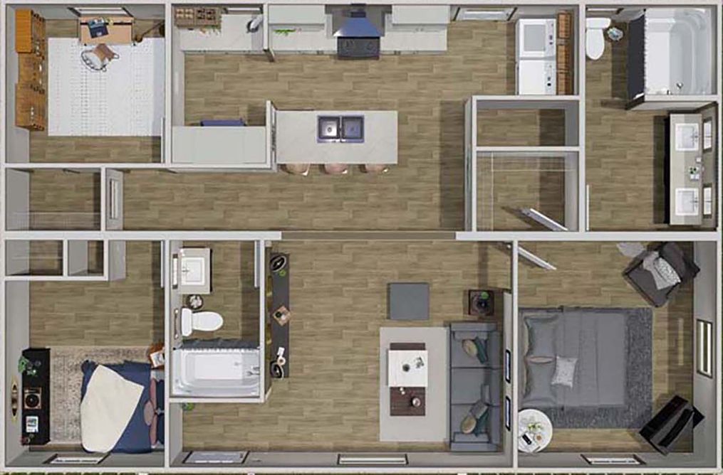 The DRAKE   28X40 Floor Plan. This Manufactured Mobile Home features 3 bedrooms and 2 baths.