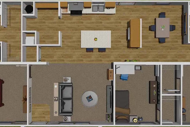 The LET IT BE Floor Plan. This Manufactured Mobile Home features 3 bedrooms and 2 baths.