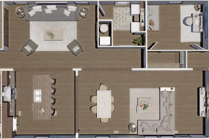 The EVEREST Floor Plan. This Manufactured Mobile Home features 4 bedrooms and 2 baths.