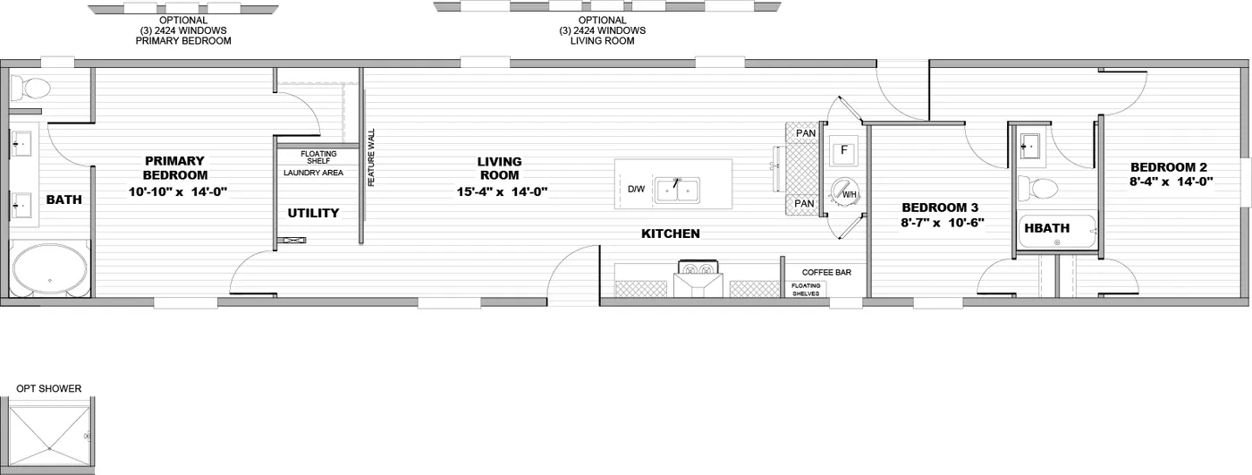 The VOYAGE Floor Plan. This Manufactured Mobile Home features 3 bedrooms and 2 baths.