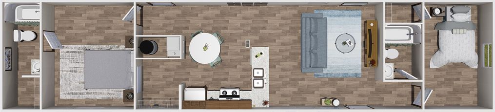 The DELIGHT Floor Plan. This Manufactured Mobile Home features 2 bedrooms and 2 baths.