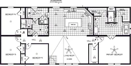 The TU3068A Floor Plan. This Manufactured Mobile Home features 4 bedrooms and 2 baths.
