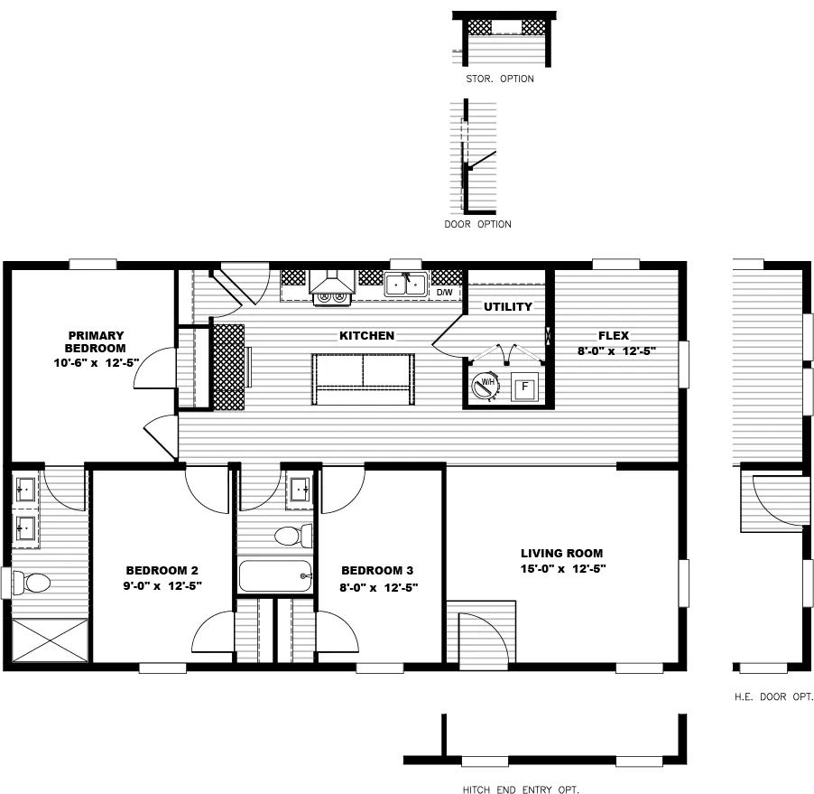 The BEAUTIFUL MORNING Floor Plan. This Manufactured Mobile Home features 3 bedrooms and 2 baths.