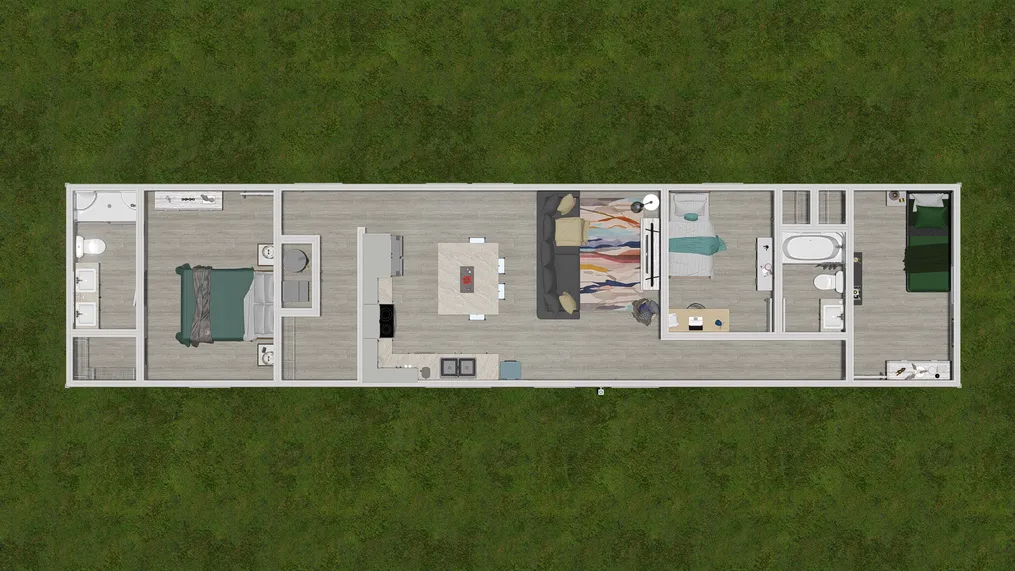 The 4202 "HATTERAS" 6616 Floor Plan. This Manufactured Mobile Home features 3 bedrooms and 2 baths.