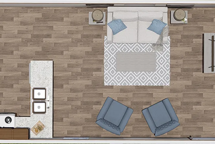 The GLORY Floor Plan. This Manufactured Mobile Home features 3 bedrooms and 2 baths.