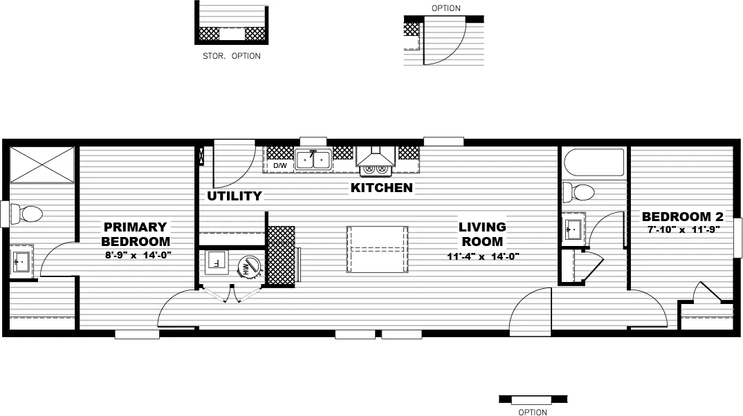 The STILL THE ONE Floor Plan. This Manufactured Mobile Home features 2 bedrooms and 2 baths.