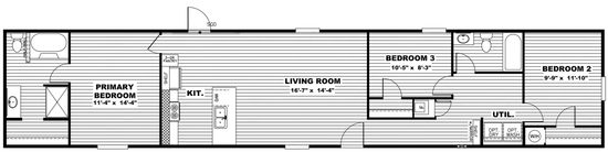 The SPECTACULAR Floor Plan. This Manufactured Mobile Home features 3 bedrooms and 2 baths.