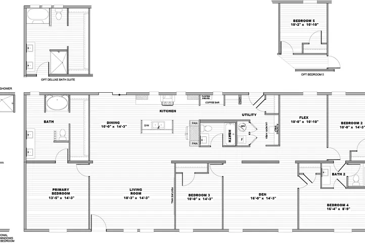 The SUMMIT Floor Plan. This Manufactured Mobile Home features 4 bedrooms and 3 baths.