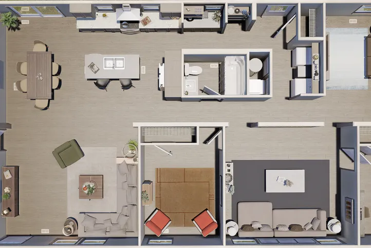 The SUMMIT Floor Plan. This Manufactured Mobile Home features 4 bedrooms and 3 baths.
