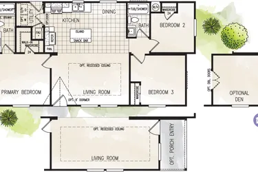 The FAIRPOINT 24463A Floor Plan. This Manufactured Mobile Home features 3 bedrooms and 2 baths.