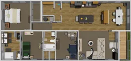 The STAYIN ALIVE Floor Plan. This Modular Home features 3 bedrooms and 2 baths.