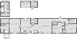 The 4207 "EMERALD" 7616 Floor Plan. This Manufactured Mobile Home features 3 bedrooms and 2 baths.