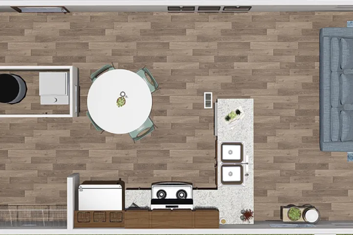 The BLISS Floor Plan. This Manufactured Mobile Home features 2 bedrooms and 1 bath.