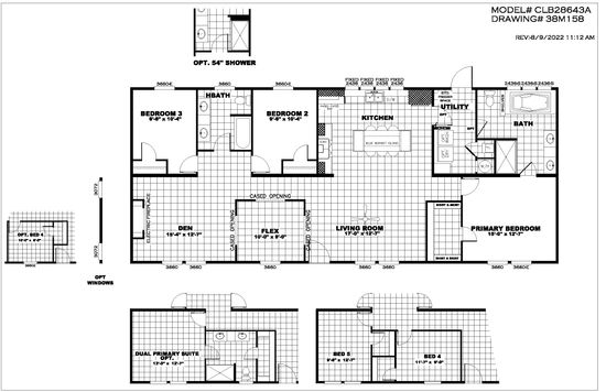 The BLUEBONNET BREEZE Floor Plan. This Manufactured Mobile Home features 3 bedrooms and 2 baths.