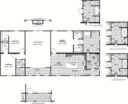 The FRONTIER Floor Plan. This Manufactured Mobile Home features 3 bedrooms and 2 baths.