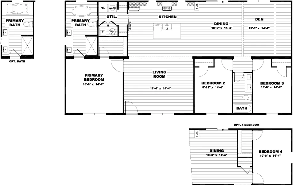 The ISABELLA ELITE Floor Plan. This Manufactured Mobile Home features 3 bedrooms and 2 baths.