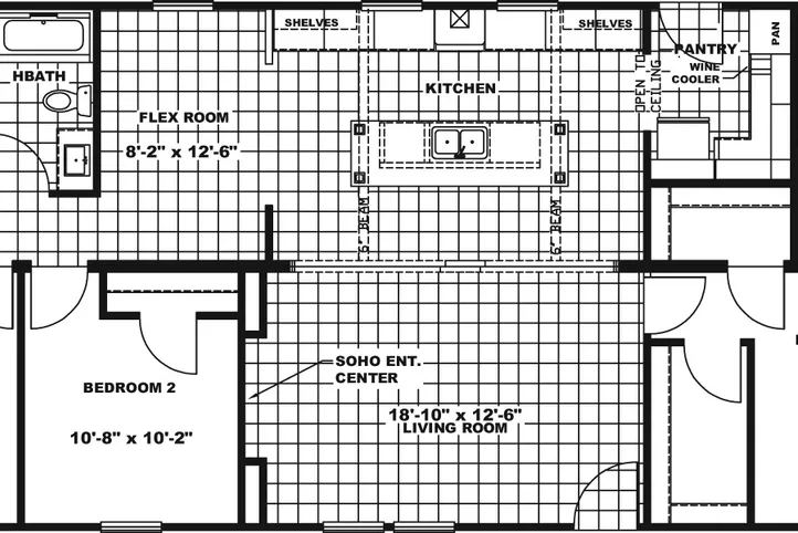 The THE FREEDOM SOHO Floor Plan. This Manufactured Mobile Home features 3 bedrooms and 2 baths.