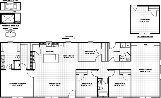 The BOLT Floor Plan. This Manufactured Mobile Home features 4 bedrooms and 2 baths.