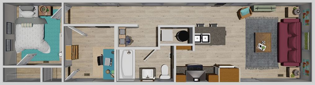 The SATISFACTION Floor Plan. This Manufactured Mobile Home features 2 bedrooms and 2 baths.
