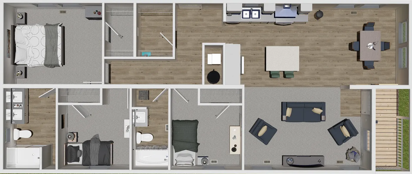 The WHOLE LOTTA LOVE Floor Plan. This Manufactured Mobile Home features 3 bedrooms and 2 baths.