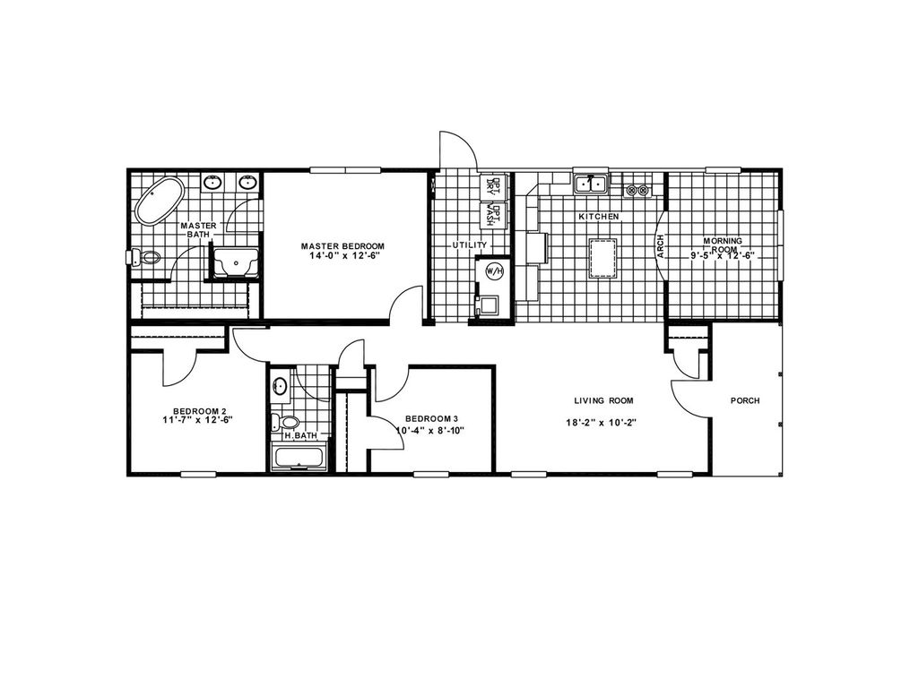 The SCENIC MEADOW VIEW ELITE Floor Plan. This Manufactured Mobile Home features 3 bedrooms and 2 baths.