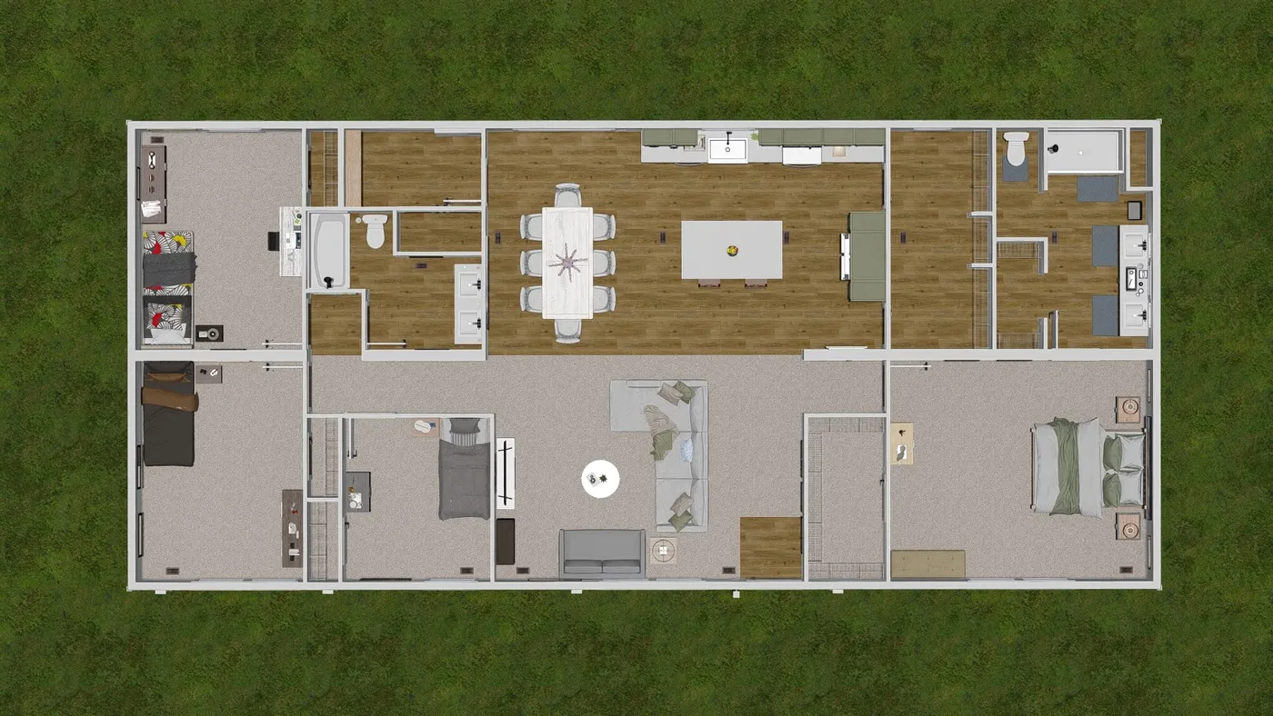 The JOSHUA Floor Plan. This Manufactured Mobile Home features 4 bedrooms and 2 baths.