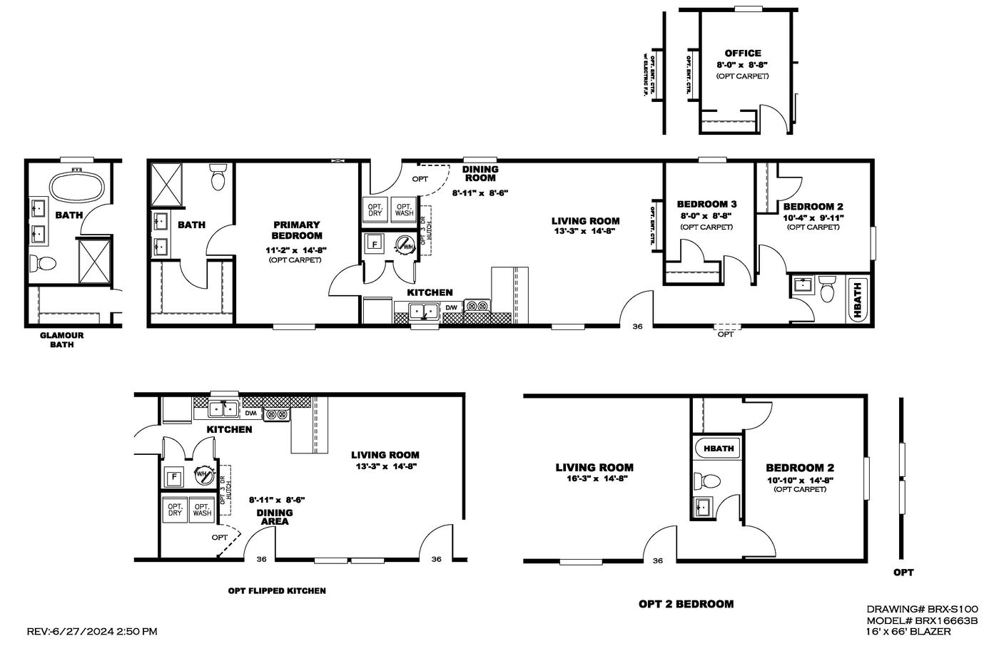 The BLAZER 66 B Floor Plan. This Manufactured Mobile Home features 3 bedrooms and 2 baths.