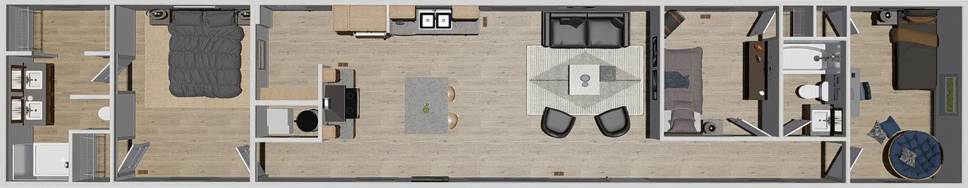 The 1676 SWEET CAROLINE Floor Plan. This Manufactured Mobile Home features 3 bedrooms and 2 baths.