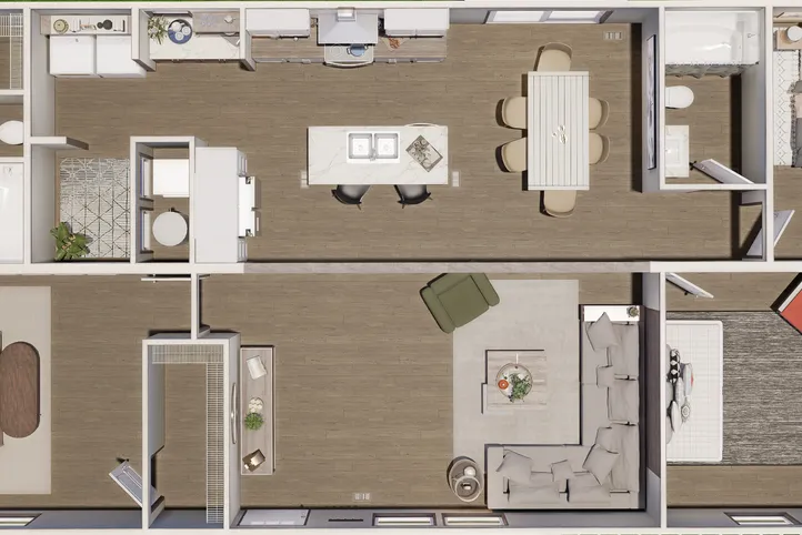 The RIO Floor Plan. This Manufactured Mobile Home features 3 bedrooms and 2 baths.