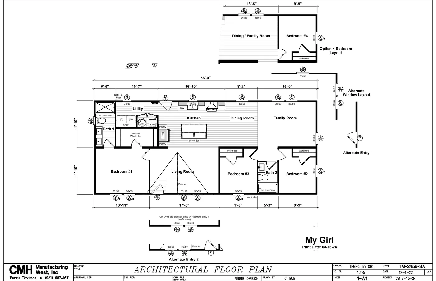 The MY GIRL Floor Plan. This Manufactured Mobile Home features 3 bedrooms and 2 baths.
