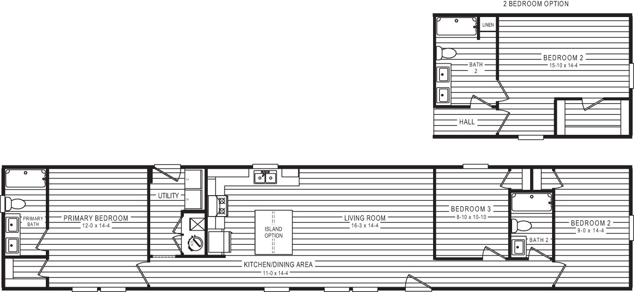 The 930  "HOLDEN" 7616 Floor Plan. This Manufactured Mobile Home features 3 bedrooms and 2 baths.