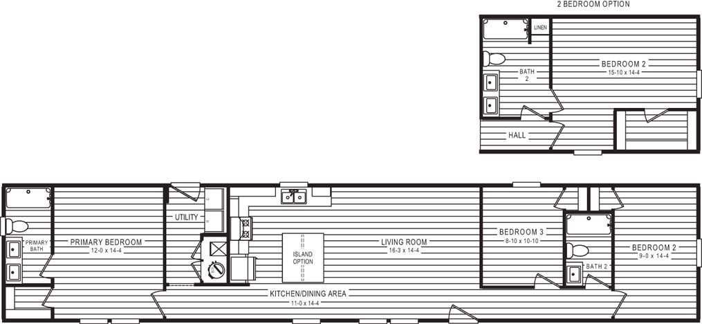 The 930  "HOLDEN" 7616 Floor Plan. This Manufactured Mobile Home features 3 bedrooms and 2 baths.